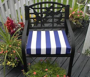 Navy Dark Blue White Stripe Patio Chair Cushion Pad Choose Size in Outdoor