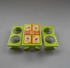 Vtg FP Little People 992 Car Pop Up camper Lime Green Picnic Table Benches