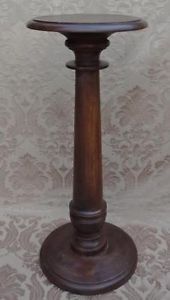 Antique Old American Solid Oak Column Pedestal Plant Stand