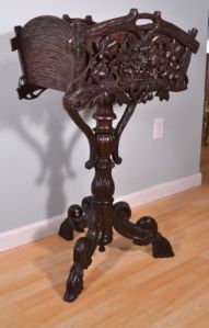 Large French Antique Black Forest Plant Stand Book Stand Pedestal