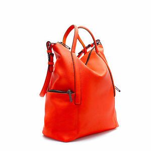 Zara 2013 Woman Spring Summer Tote Shopper Orange Bucket Bag with Side Pocket