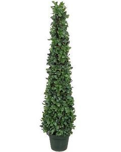 One Artificial 4 Foot Tea Leaf Outdoor Topiary Tree Plant Cone Tower Evergreen