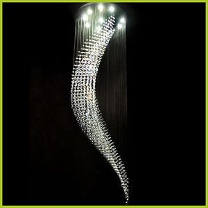 Modern Wave Crystal Pendant Lamp Ceiling Light LED Lighting Rain Drop Chandelier