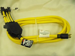 Briggs Stratton 25 ft 30 Amp Generator Adapter Power Cord Set 4 Outlets Plugs