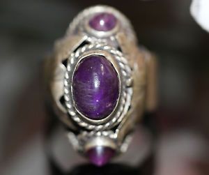 Borgia Secret Comrartment Mexico Amethyst Leaf Poison Sterling Silver Ring