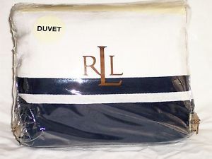 Ralph Lauren Full Queen Indigo Modern Duvet Comforter Cover Blue White NIP