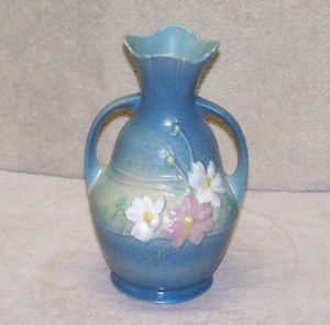 Vintage Roseville Cosmos 9 3 8" Two Handled Art Pottery Vase