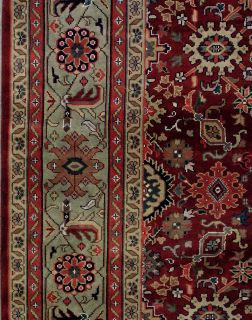 9x12 Signed Burgundy Indian Agra Oriental Hand Knotted Wool Area Rug Carpet New