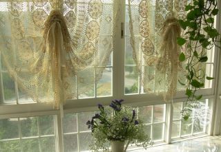 1 PC Crochet Lace Curtain Panel Drape Victorian Sheer Voile Balloon Curtain