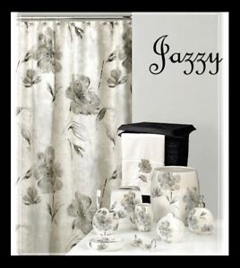 New Opaline Shower Curtain Black White Floral