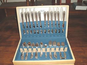 Vintage 1847 Rogers Brothers Silver Plate Flatware Daffodil Pattern 73 Pieces