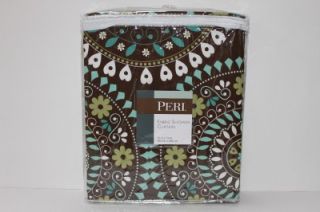 Peri "Tahiti Tile" Fabric Shower Curtain Brown Aqua Green White