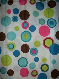 New Retro Bubble Gum Polka Dots Fabric Shower Curtain