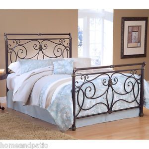 New Brady Antique Bronze Finished Metal Sleigh Style Bed in King Size