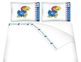 NCAA Kansas Jayhawks Bedding Accessories Queen Sheet Set College Sheets Decor