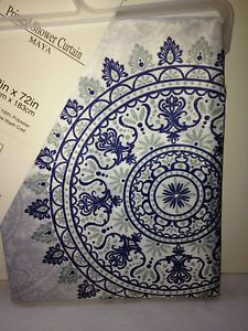 Maya Blue Medallions Fabric Shower Curtain by Victoria Classics