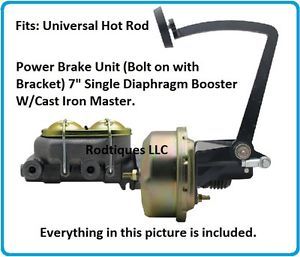 Power Brake Pedal Assembly 7'' Single Diaphragm Booster Master Disc Drum Frame 1