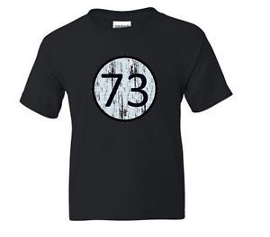 Kids Unisex T Shirt Sheldon Cooper Big Bang Theory Number 73 Sizes XS to XL