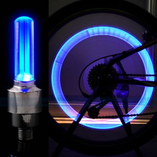 2pcs Blue Tube Bike Car Wheel Cap Spoke Wire Tyre Blue Neon Flash Light Lamp Hot