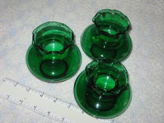3 Vintage Forest Green Anchor Hocking Ruffle Small Bud Vases 3 1 2"