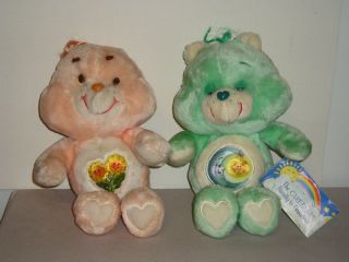 2 Vintage 1983 Vintage Plush Care Bears Bedtime Bear w Hang Tag Friend Bear