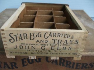 Vintage 1906 Wooden Star Egg Crate Carrier Tray New Old Stock Rochester NY Sign