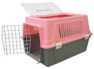 Dog Cat Pet Kennel Travel Crate Cage Carrier Pink