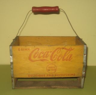 Vintage Antique Coke Sign Advertising Box Crate Coca Cola Bottle Carrier Caddy