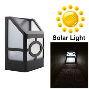 Outdoor Solar Powered 2 LED Wall Mount Garden Fence Pathway Light Lamp Landscape
