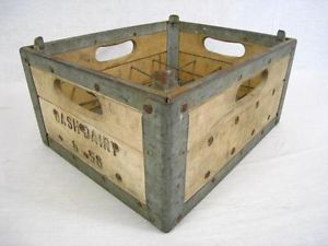 Vintage Dairy Milk Bottle 20 Pint Wood Crate Carrier Box Home Kitchen Decor
