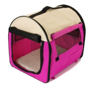 Pet Carrier Dog House Soft Crate Cage Kennel Portable Pink and White