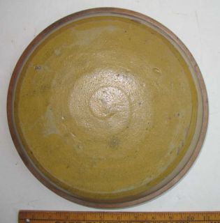 11" Antique Texas Meyer Yellow Ochre Stoneware Crock Wheel Thrown Mixing Bowl