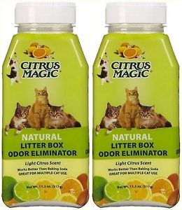 Lot 2 Jars Citrus Magic Natural Litter Box Odor Eliminator Multiple Cat Use