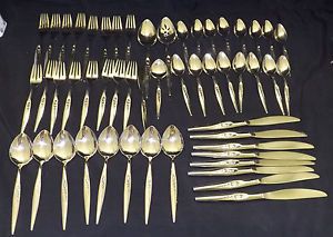  Tradition Stainless Steel Flatware Gentle Rose 52pc Set USA Very Nice