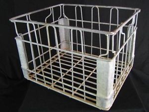 Vintage Wire Dairy Milk Bottle Storage Crate Carrier Basket Industrial Decor