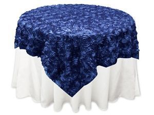 6 Pcs Ribbon Roses Satin 72x72" Square Table Overlays Fancy Wedding Party Linens