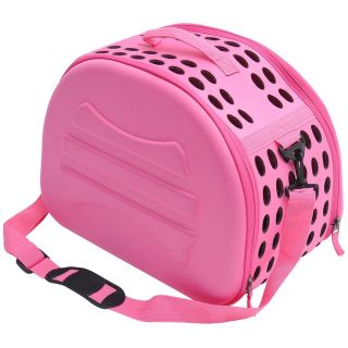 Pet Carrier Folding Dog Cat Travel Bag Crate Tote Handbag w Shoulder Strap Pink