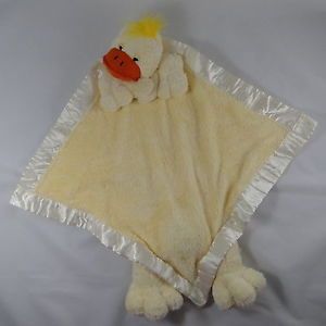 Duck Yellow Baby Security Blanket 15x15 Plush Polyester Ears Feet Tail NIP