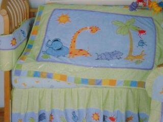 RARE Kidsline Zoo Animal Crackers 3P Baby Crib Bedding Set Monkey Elephant New