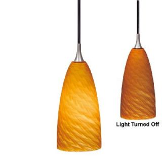 New Mini Pendant Lighting Fixture or Track Light Brushed Nickel Amber Glass