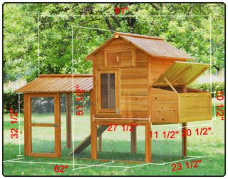 81x23x51 Wood Chicken Coop Nest Box Rabbit Hutch Backyard Poultry Cage Hen House
