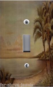 Light Switch Plate Outlet Covers Beach Decor Sunset with Tropical Palm Tree