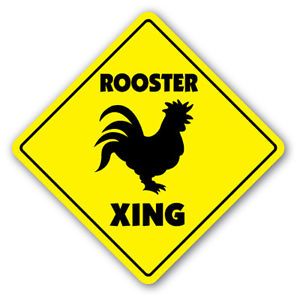 Rooster Crossing Sign Xing Chicken Farmer Farm Gift Coop Gift Wake Up Bird