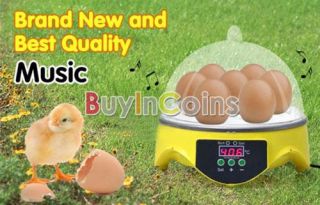 Mini Incubator 7 Egg Capacity Automatic Digital Chicken Duck Bird Hatch Tool