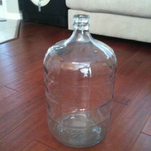 Vtg Large 5 Gallon Crisa Glass Water Bottle Jar Jug Blue Tint Plaid Pattern