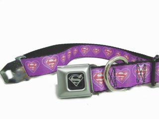 Superman Purple Heart Logo Seat Belt Buckle Dog Collars or Leash 4 Sizes