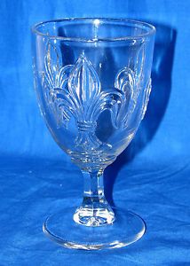 EAPG Fleur de Lis Pattern Glass Water Goblet