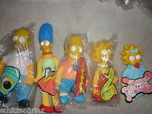 Burger King 5 Simpsons Homer Marge Bart Lisa Maggie Plush 12" Action Figure '90