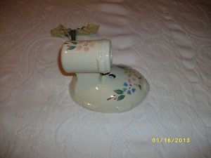 Vintage Porcelain Wall Mount Light Fixture Art Deco Style and Painted Flowers