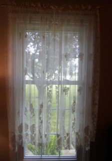 Vtg Heritage Lace Shabby Roses Chic Curtain Panel 60" x 63" Window Treatment